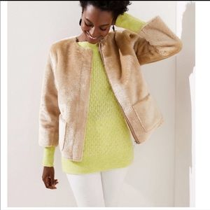 Loft Faux Fur Zip Front Jacket